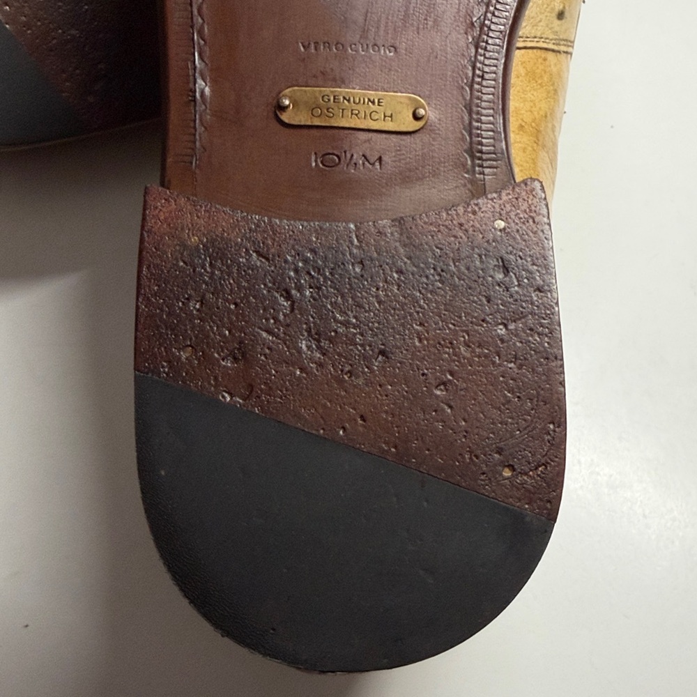 Mezlan Platinum Ostrich Quill Penny Loafers Men’s Size US 10.5 M - Picture 16 of 16